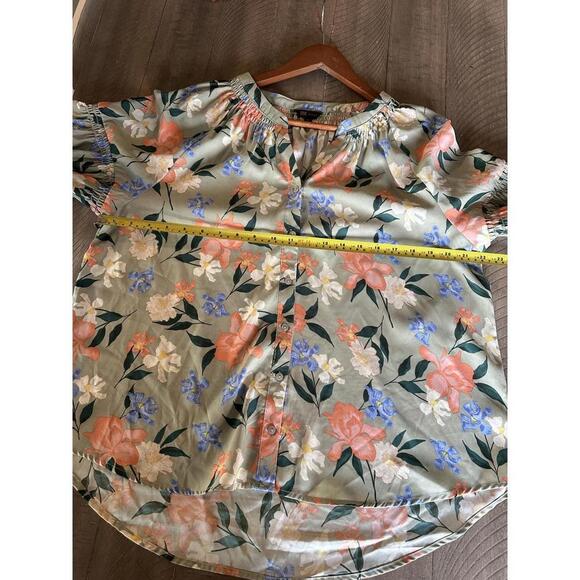 NWT Frye Last Dance Floral Teal Combo Blouse Women’s size XL - Picture 9 of 10